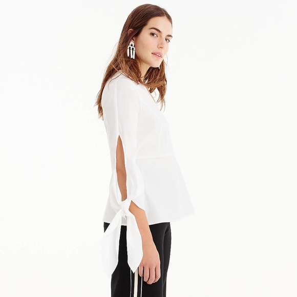 Universal Standard 4 J.Crew poplin tie-sleeve top - Picture 3 of 4